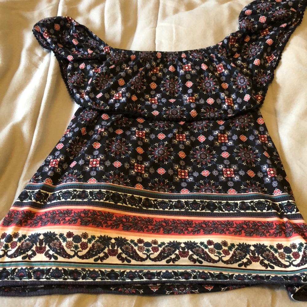 Black paisley off shoulder top
